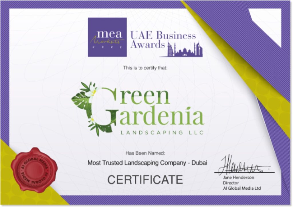 MEA UAE Business Awards — Most Trusted Landscaping Company, Dubai