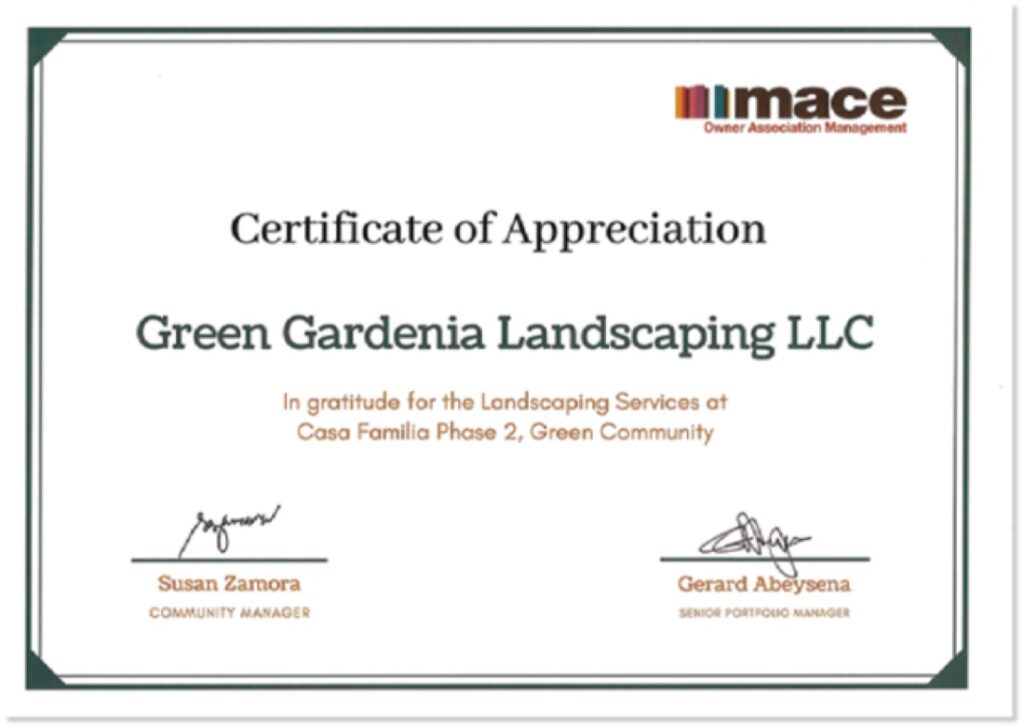 MACE — Certificate of Appreciation